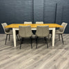 Chester White Painted & Oak, 1.6m Extending Dining Table PLUS 6x Imperia Dining Chairs