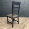 Norfolk Oak & Blue Painted Dining Chair - Slatted Back with Fabric Uist Midnight Seat