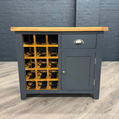 Hampshire Blue Painted & Oak Sideboard - Small with Wine Rack