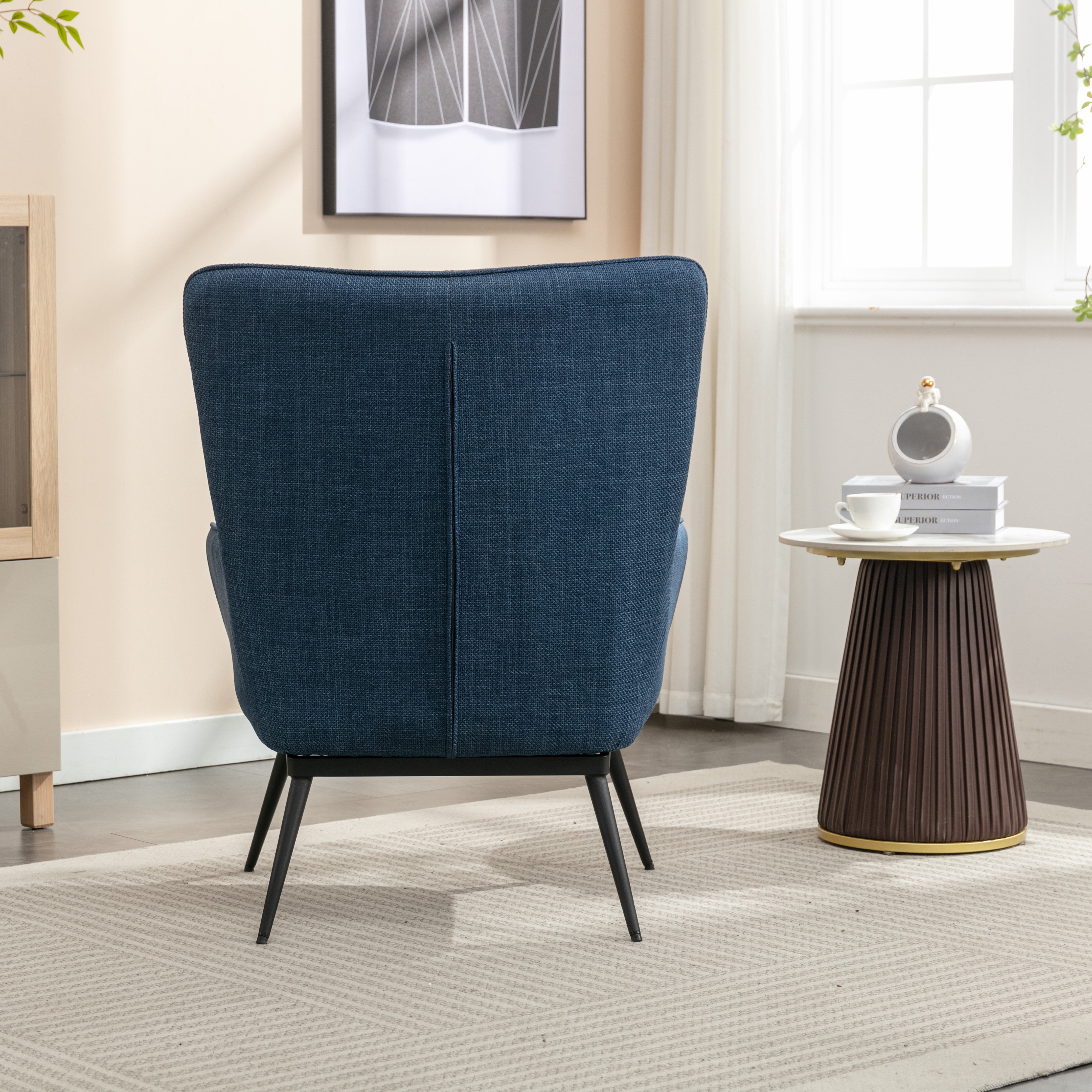 Katelyn Accent Chair with Stool - Denim Blue | The Oak Outlet Co.