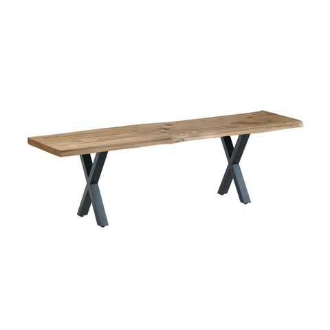 Live Edge 1.6m Dining Bench with X Shaped Legs - Natural