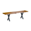 Live Edge 1.6m Dining Bench with X Shaped Legs - Russet