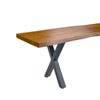 Live Edge 1.6m Dining Bench with X Shaped Legs - Russet