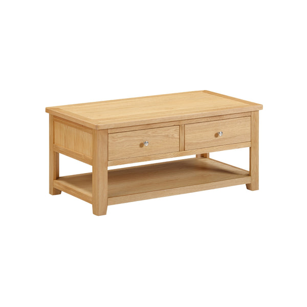 Newby Light Oak Coffee Table With Drawers