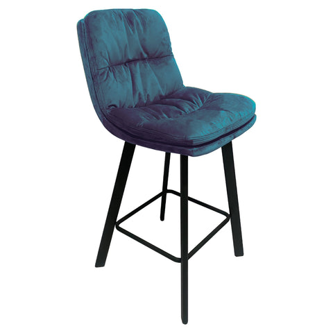 Paloma Bar Stool - Teal Velvet