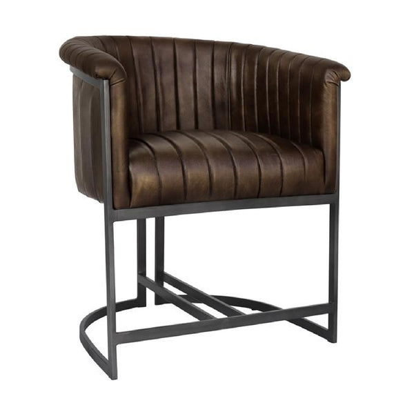 Covent Leather & Iron Chair - Brown