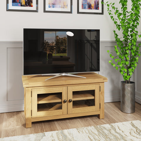 Oakdale Oak TV Unit - Standard with Glass Doors