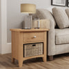 Modena Oak Side Table - 1 Drawer With Basket