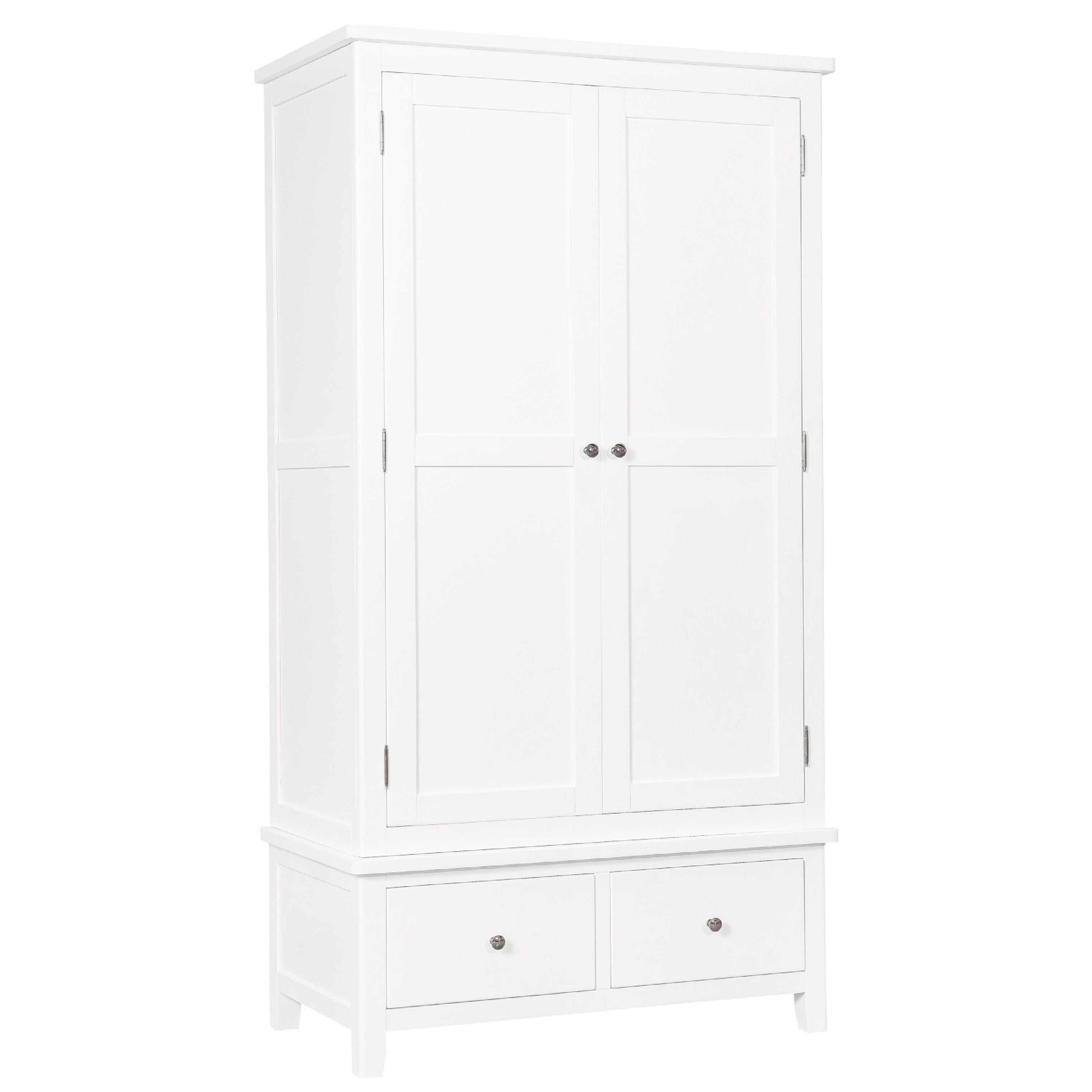 Henley White Painted Wardrobe - 2 Door with 2 Drawers | The Oak Outlet Co.