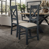 Norfolk Oak & Blue Painted Dining Chair - Cross Back with Natural Check Seat