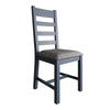 Norfolk Oak & Blue Painted Dining Chair - Ladder Back Grey Check Seat