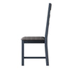 Norfolk Oak & Blue Painted Dining Chair - Ladder Back Grey Check Seat