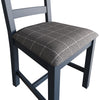 Norfolk Oak & Blue Painted Dining Chair - Ladder Back Grey Check Seat