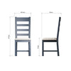 Norfolk Oak & Blue Painted Dining Chair - Ladder Back Grey Check Seat