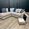 Cory Sofa - Chaise Sofa AND Storage Footstool - Dallas Silver