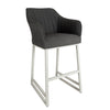 Mambo Santorini Upholstered Bar Stool - Dark Grey Fabric, Grey Frame