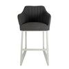 Mambo Santorini Upholstered Bar Stool - Dark Grey Fabric, Grey Frame