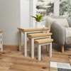 Oregon Oak & Stone Painted Nest of Tables - 3 Nest