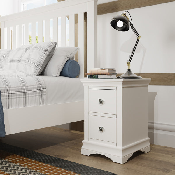 White painted store oak bedside tables