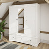 Chantilly White Painted Wardrobe - 3 Door, 3 Drawer