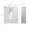 Chantilly White Painted Wardrobe - 3 Door, 3 Drawer